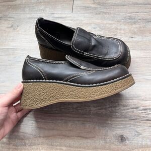 Vintage Y2K Maurices Platform Loafers Brown Leather Chunky Sole Women’s 7.5–8
